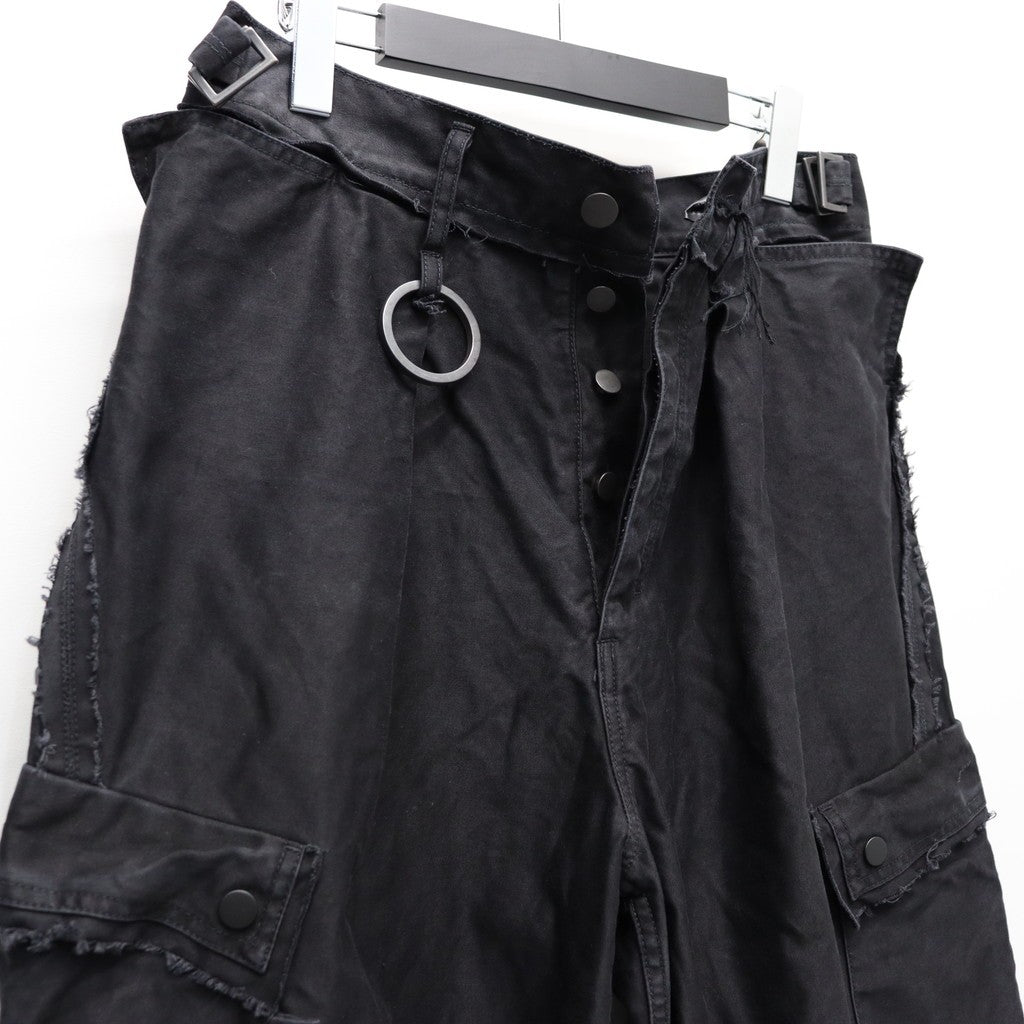 Slash Seam Twist Cargo Pants (PIGMENT DYED MOLESKIN) #BLACK [M-P2-PT13]