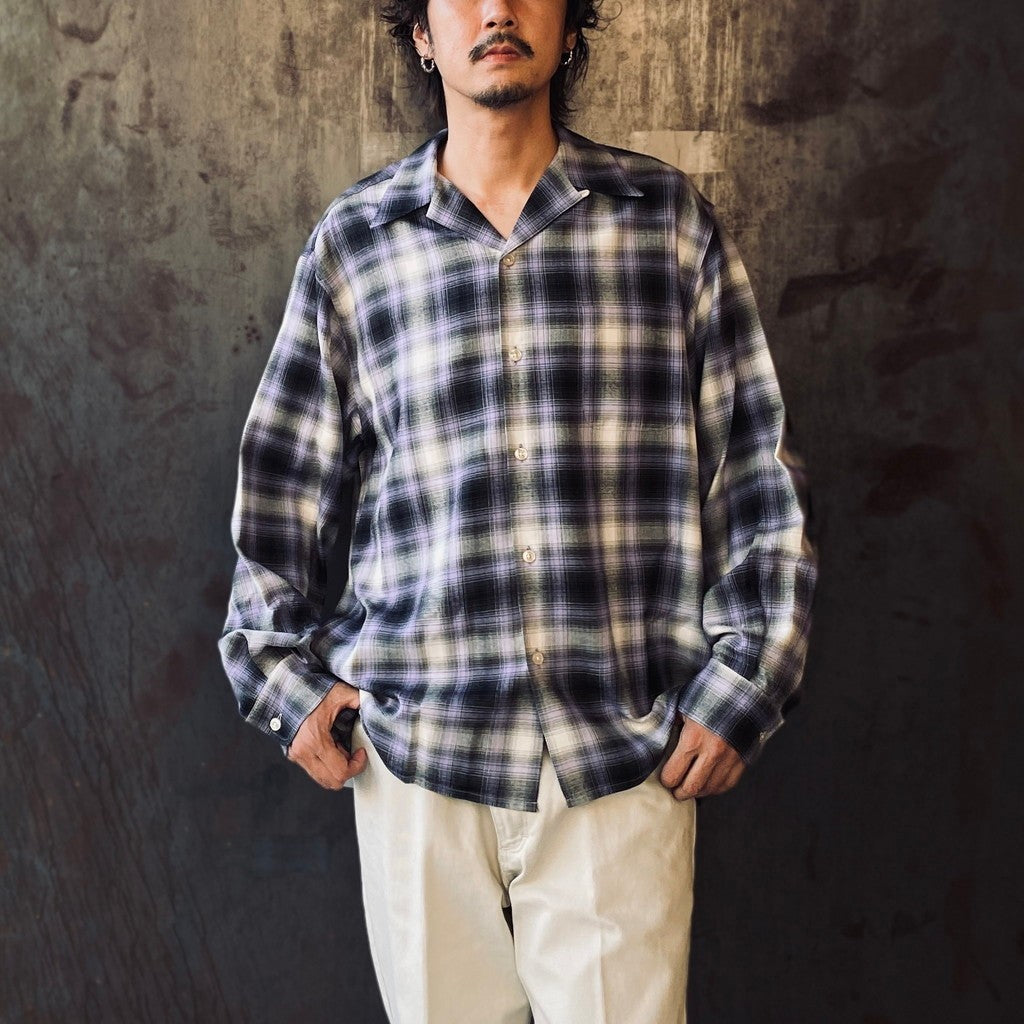 OMBRE CHECK OPEN COLLAR SHIRT L/S (TYPE-1) #PURPLE [25FW-WMS-OC05