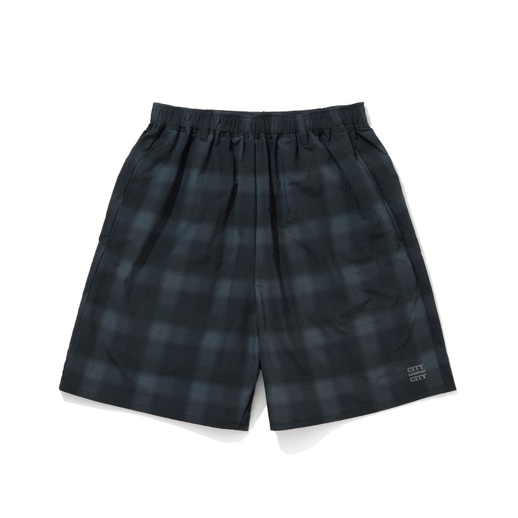TASLAN NYLON CHECK EASY SHORTS #BLACK [CCC-261P004]