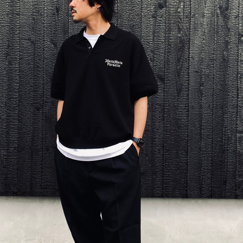 KNIT POLO SHIRT #BLACK [26SS-WMK-KN06] - cocorozashi 三重県四日市