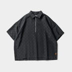 CHECKER PLATE HALF ZIP SHIRT #BLACK [SS24-S03]