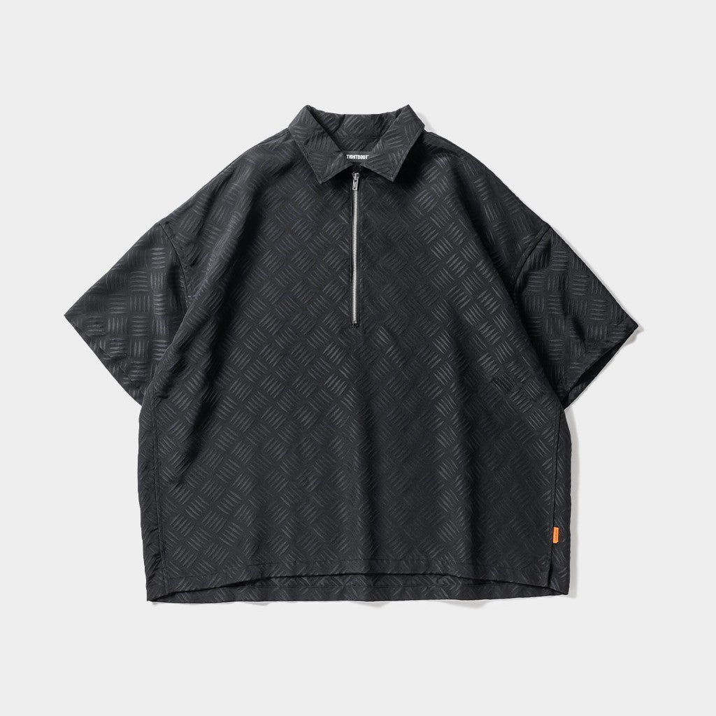 CHECKER PLATE HALF ZIP SHIRT #BLACK [SS24-S03]