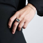 Signet Ring with Steel Gray Flower #SILVER [XOR117]