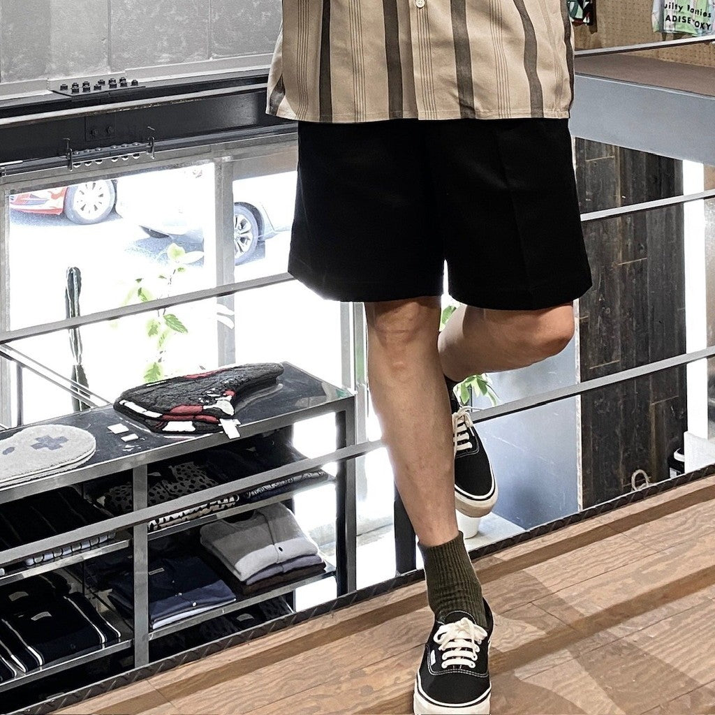 DOUBLE PLEATED CHINO SHORT TROUSERS #BLACK [24SS-WMP-PT12]