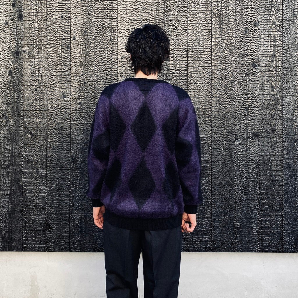 DIAMOND MOHAIR CREW NECK SWEATER #PURPLE [23FW-WMK-KN18]