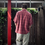 OMBRE CHECK OPEN COLLAR SHIRT S/S ( TYPE-3 ) #PINK [25SS-WMS-OC20]