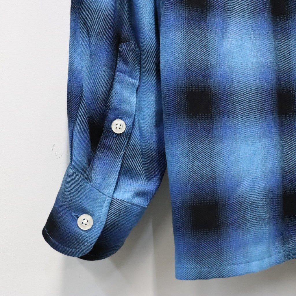 OMBRE CHECK OPEN COLLAR SHIRT L/S ( TYPE-5 ) #BLUE [26FW-WMS-OC08]