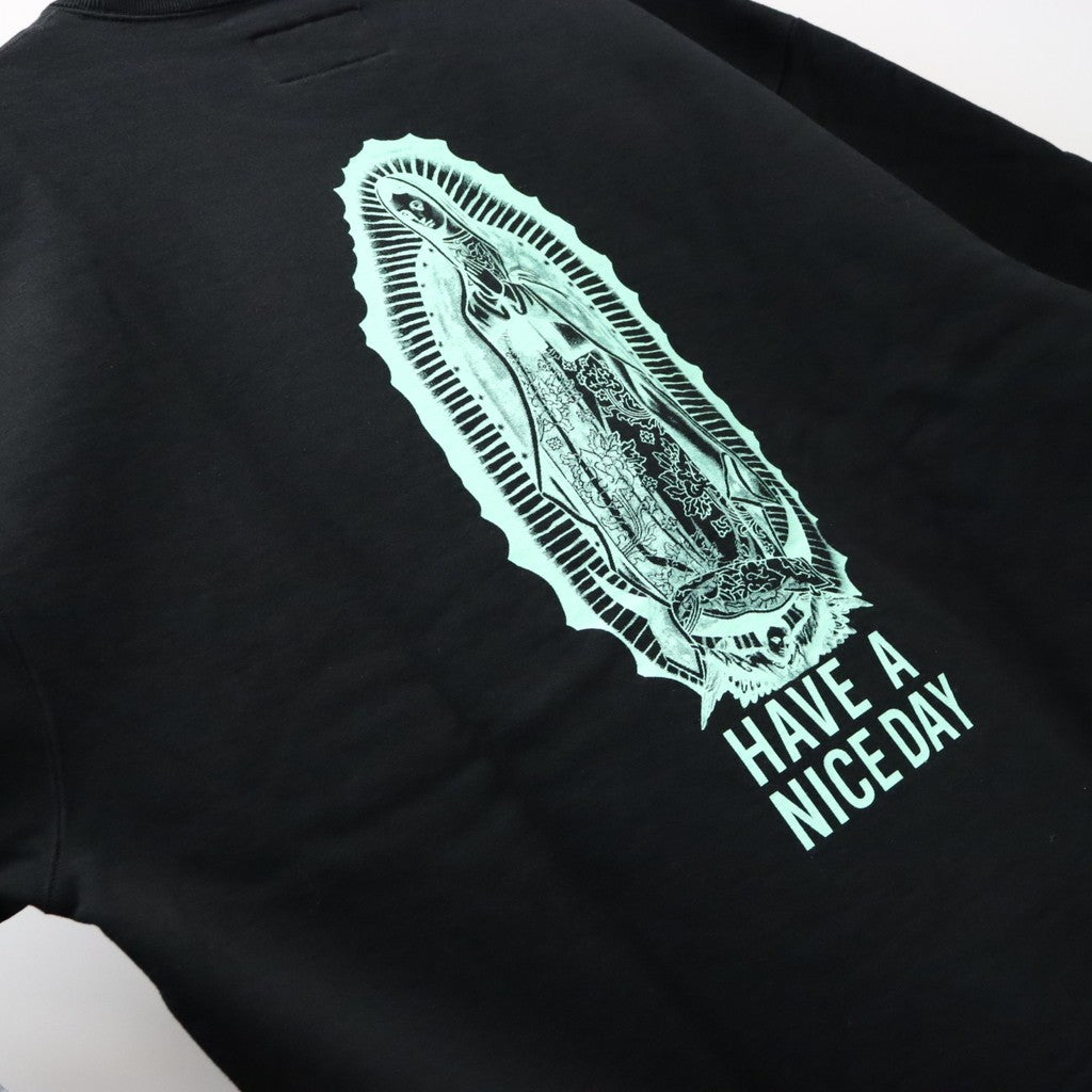 WASHED MIDDLE WEIGHT CREW NECK SWEAT SHIRT ( TYPE-3 ) #BLACK/GREEN [26FWE-WMC-SS05]