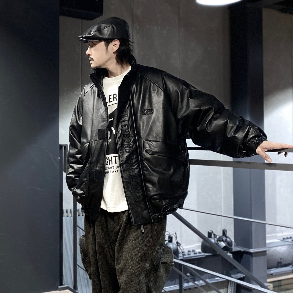 TBKB | SHORT LEATHER MONSTER PARKA #BLACK [FW23-TBKB01]