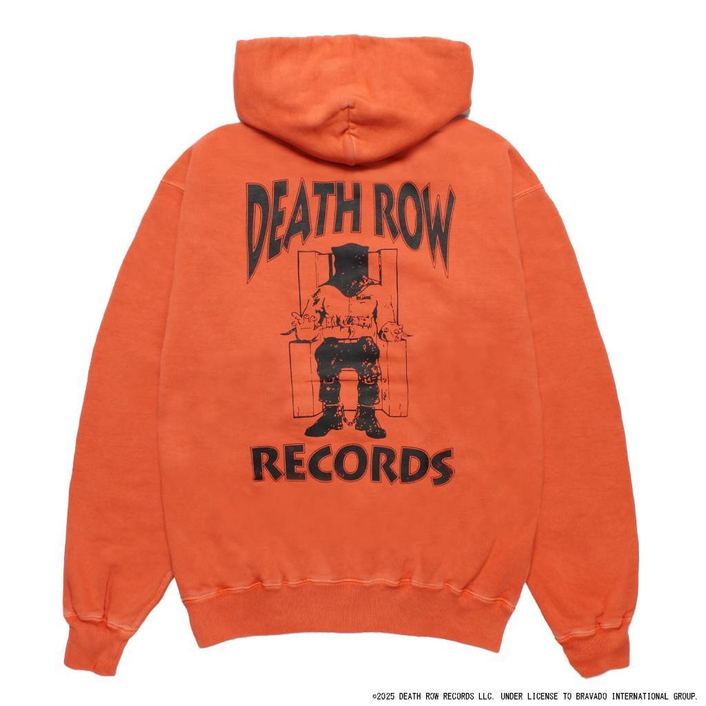 DEATH ROW RECORDS | WASHED MIDDLE WEIGHT PULLOVER HOODED SWEAT SHIRT #ORANGE [DEATHROW-WM-SS02]