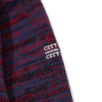MIX KNIT CATDIGAN WITH BADGE #BLUE×BLACK×RED [CCC-263KN002]
