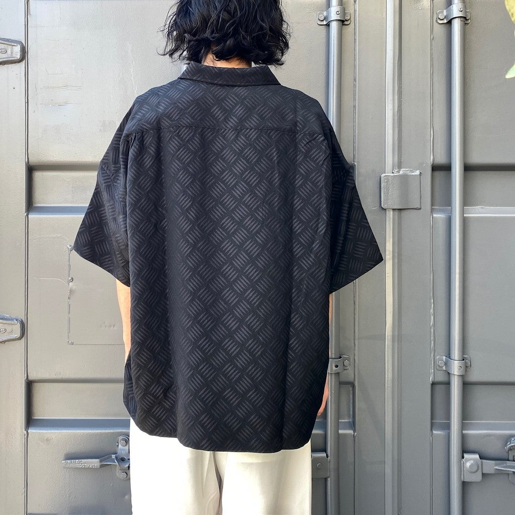 CHECKER PLATE HALF ZIP SHIRT #BLACK [SS24-S03]