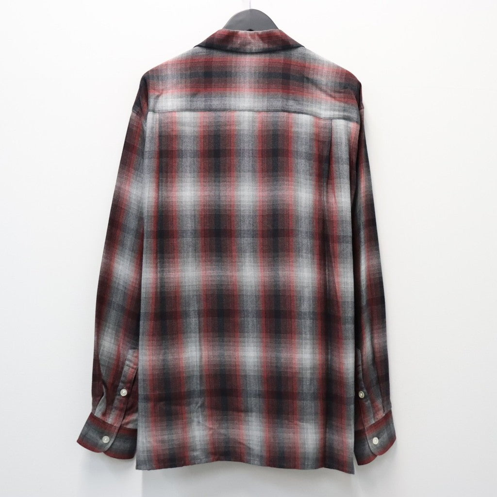 OMBRE CHECK OPEN COLLAR SHIRT L/S ( TYPE-1 ) #RED [26FWE-WMS-OC01]