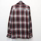 OMBRE CHECK OPEN COLLAR SHIRT L/S ( TYPE-1 ) #RED [26FWE-WMS-OC01]