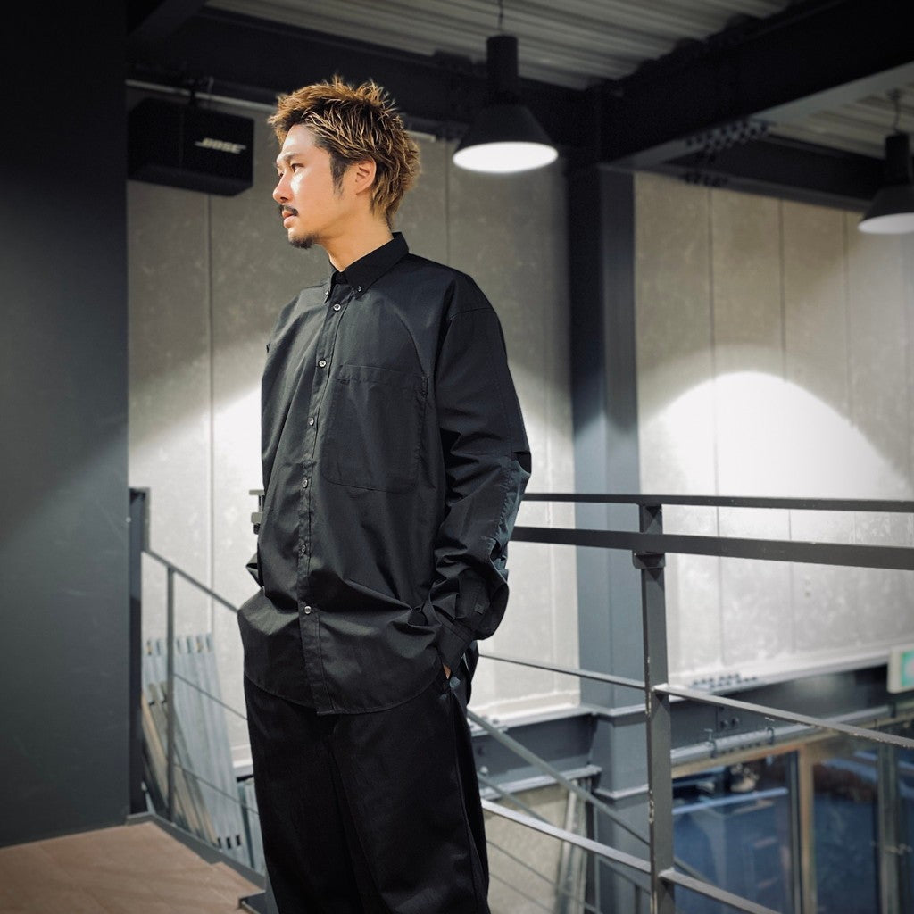 TECH BUTTON DOWN SHIRT L/S #BLACK [BE-80025]
