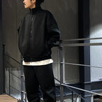 科技運動風拉鍊開襟衫 #黑色 [BE-54024W]