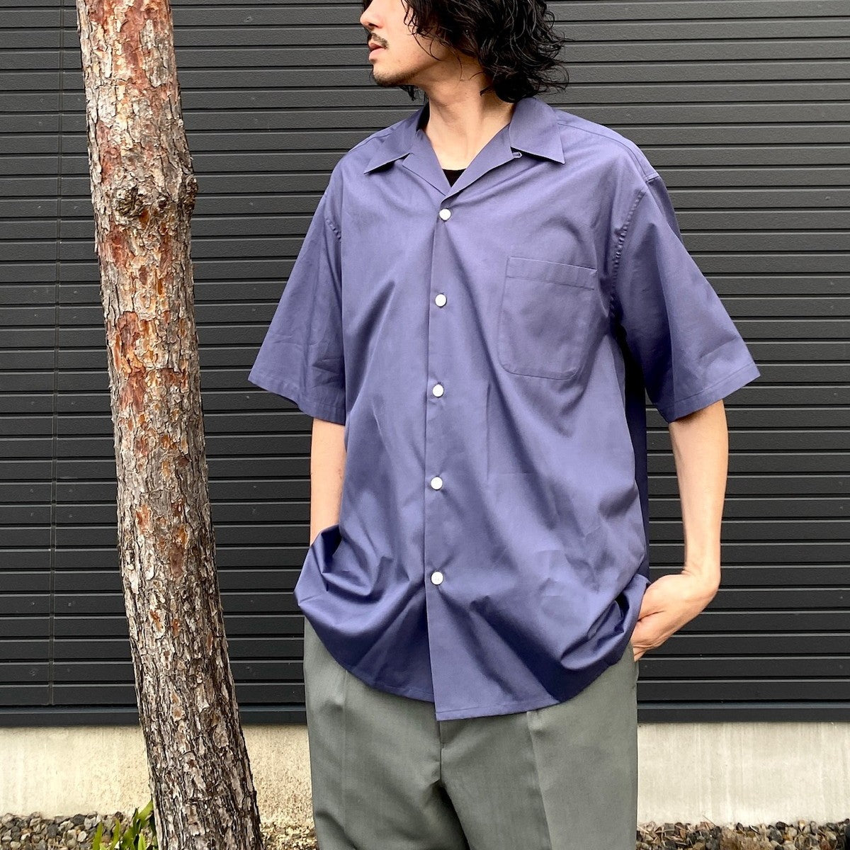 OPEN COLLAR SHIRT S/S -TYPE 3- #NAVY [24SS-WMS-OC03]