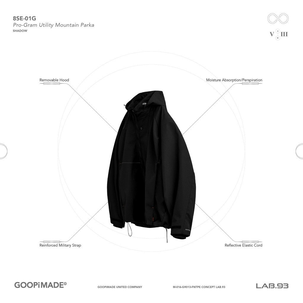 "8SE-01G" 專業實用登山派克大衣 #SHADOW [GOOPI-24AW-DEC-02]