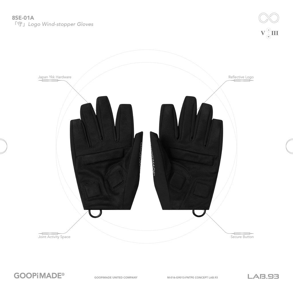 「8SE-01A」 「守」Logo Wind-stopper Gloves #SHADOW [GOOPI-24AW-DEC-04]