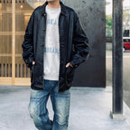 編織皮革連身工作服 #黑色 [BW252-BLC]