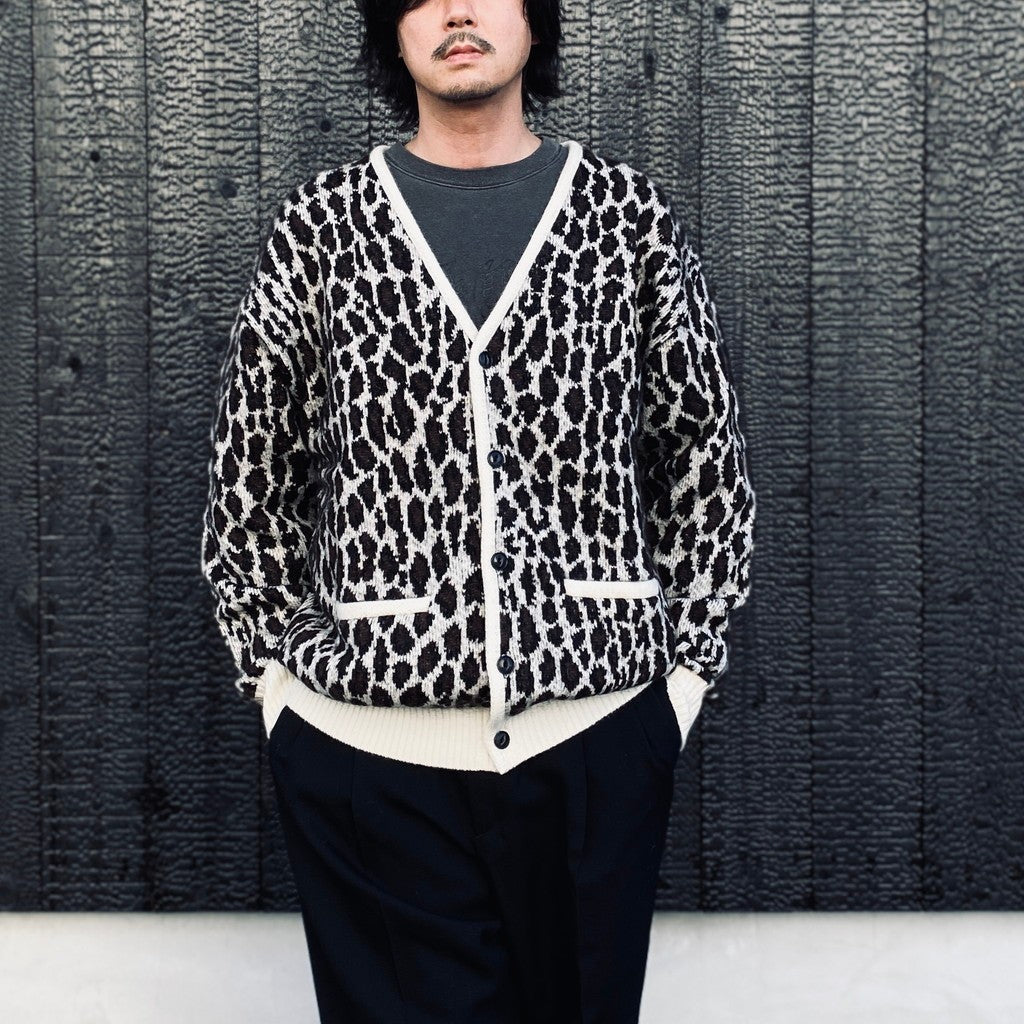 LEOPARD MOHAIR JACQUARD CARDIGAN #WHITE [26FW-WMK-KN17]