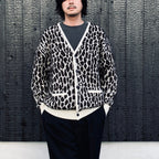 LEOPARD MOHAIR JACQUARD CARDIGAN #WHITE [26FW-WMK-KN17]