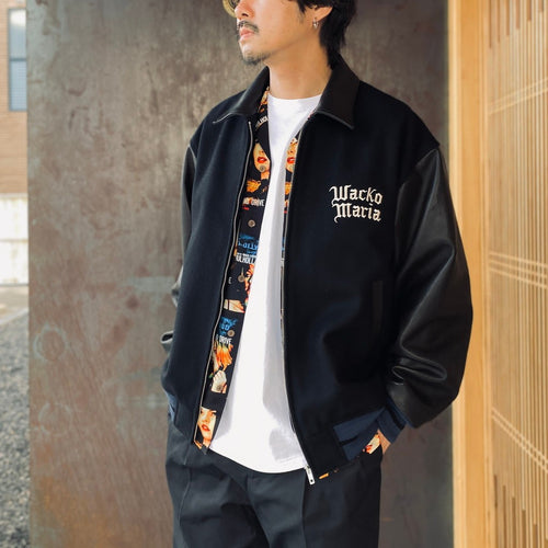 LEATHER VARSITY JACKET ( TYPE-1 ) #BLACK [26SS-WMO-BL05]