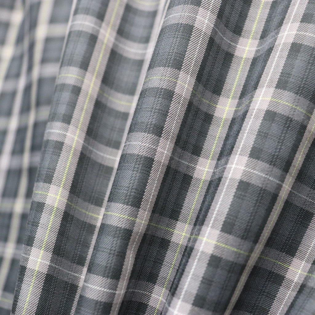 TECH SPORTS OPEN COLLAR SHIRT L/S GREN PLAID #CHARCOAL [BE-82026]