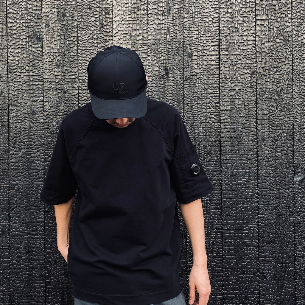 LIGHT FLEECE SHORT SLEEVE SWEATSHIRT #BLACK 999 [20CMSS034A-002246G]