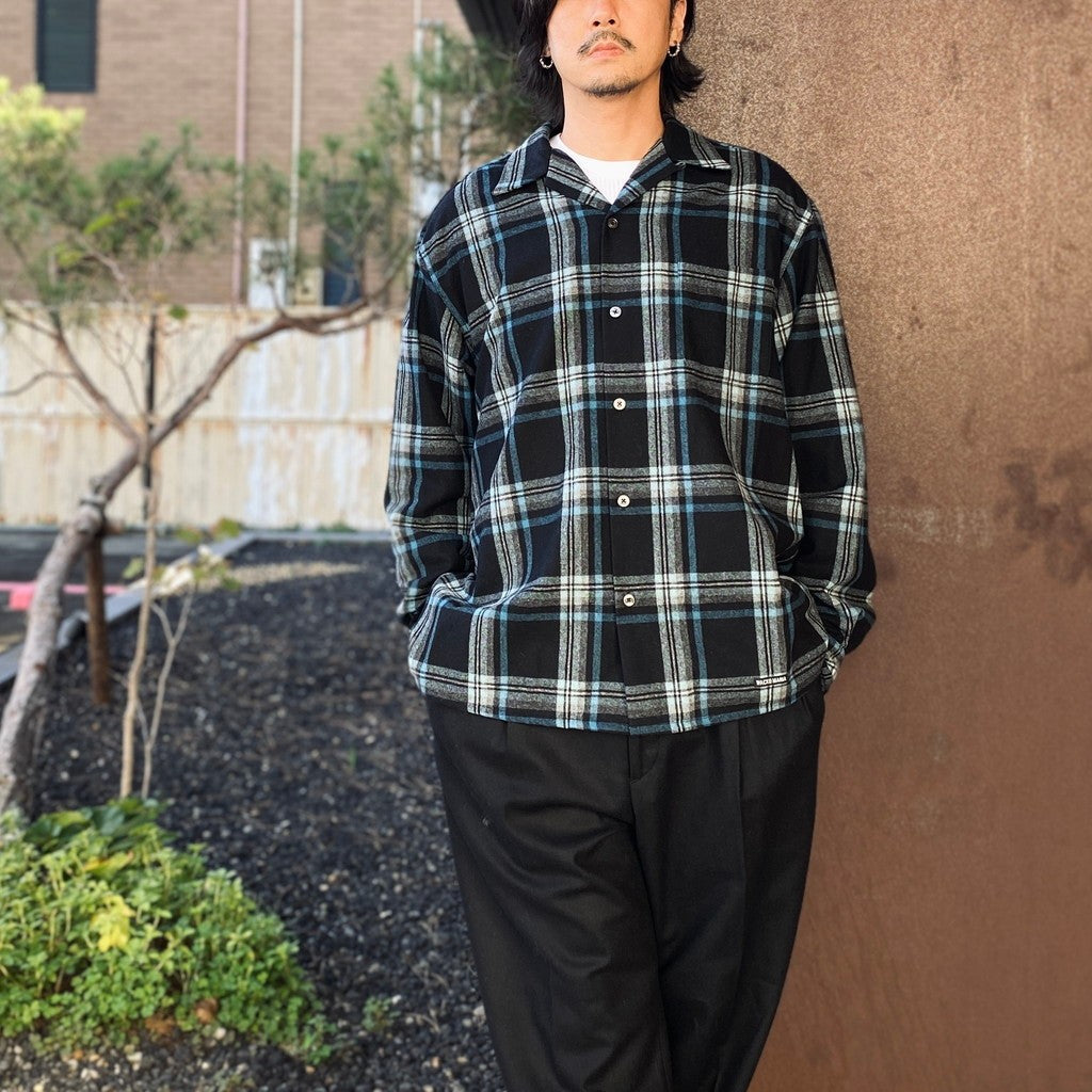 PENDLETON | WOOL OMBRE CHECK OPEN COLLAR SHIRT L/S ( TYPE-3 ) #BLUE / WHITE [26FW-WMS-PE03]