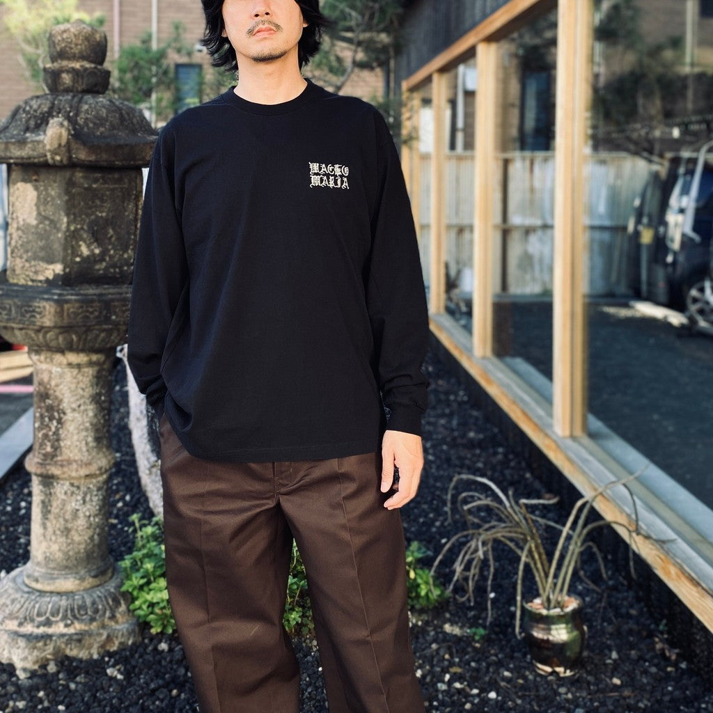 WASHED HEAVY WEIGHT CREW NECK LONG SLEEVE T-SHIRT ( TYPE-2 ) #BLACK [26FW-WMT-LT02]