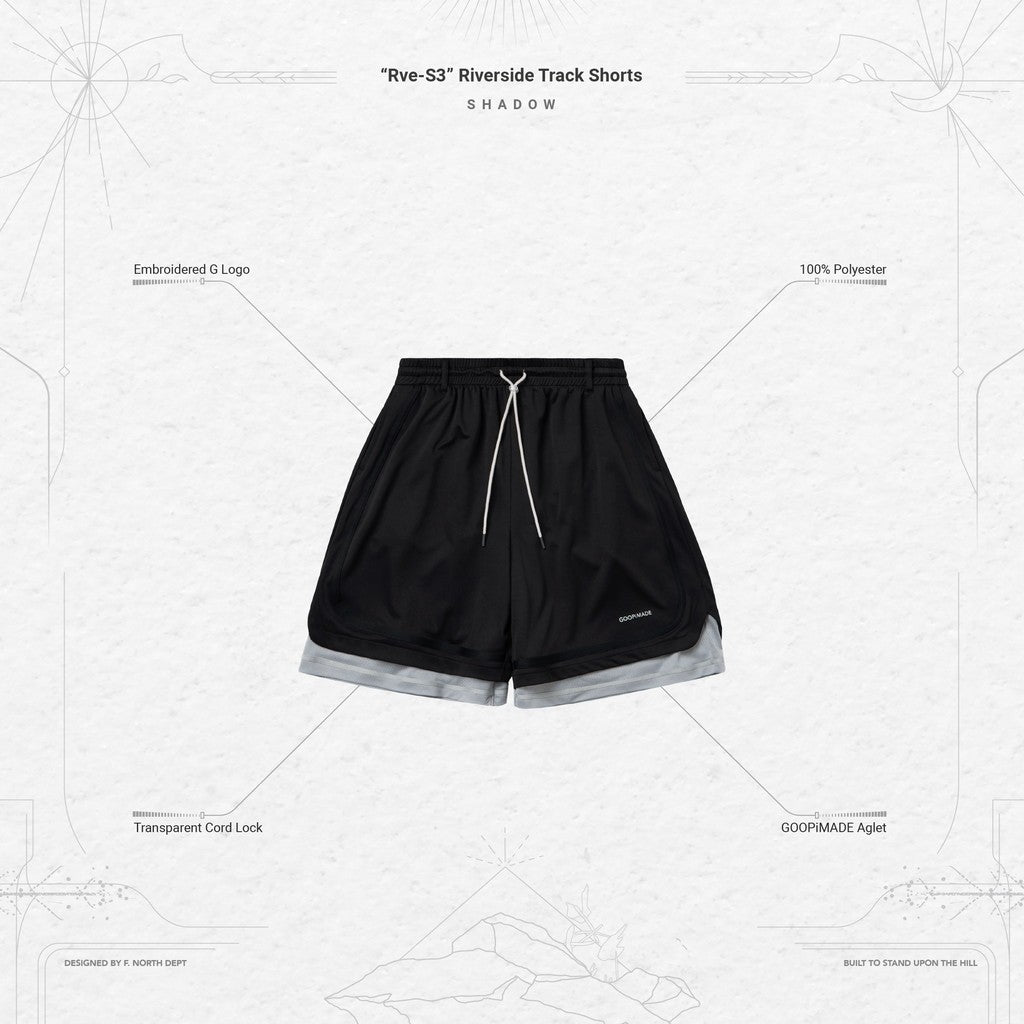 "Rve-S3" Riverside Track Shorts #SHADOW [GOOPI-24SS-MAY-01]