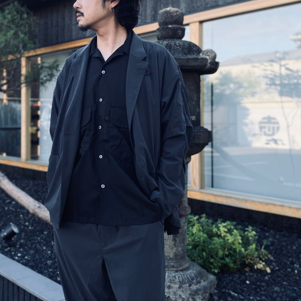 TECH SPORTS OPEN COLLAR SHIRT L/S SOLID #BLACK [BE-82026W]