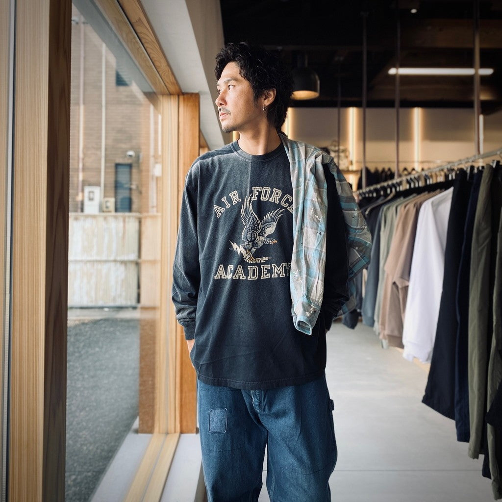 美國空軍鷹圖案長袖T卹（做舊款）#做舊黑色 [BW252-UAL]