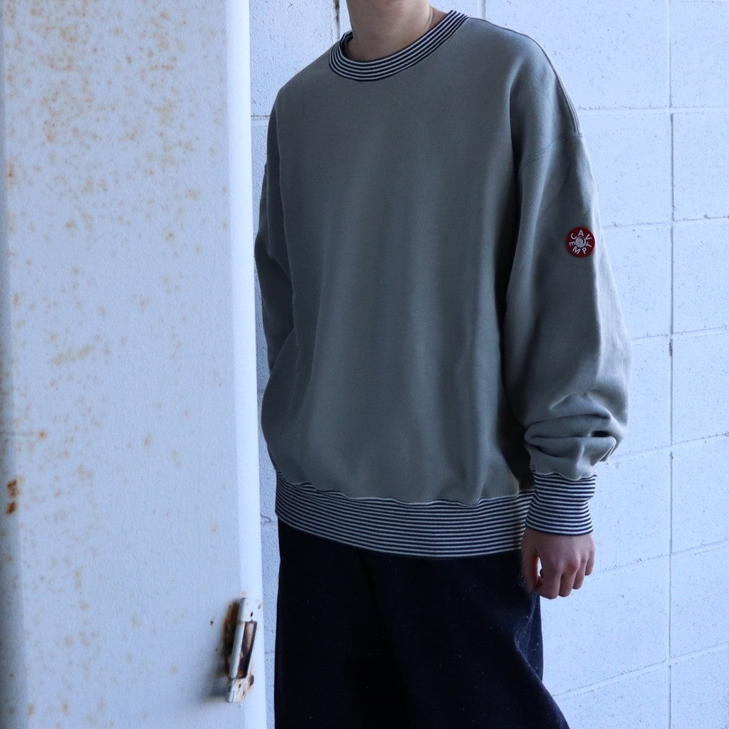 STRIPE RIB SOLID CREW NECK #KHAKI [CES28CS05]