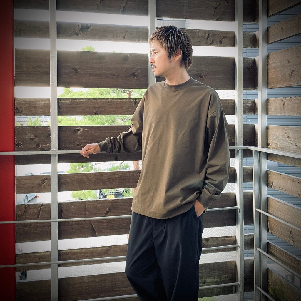 TECH DRAWSTRING TEE L/S #BROWNKAHKI [BE-31025W]