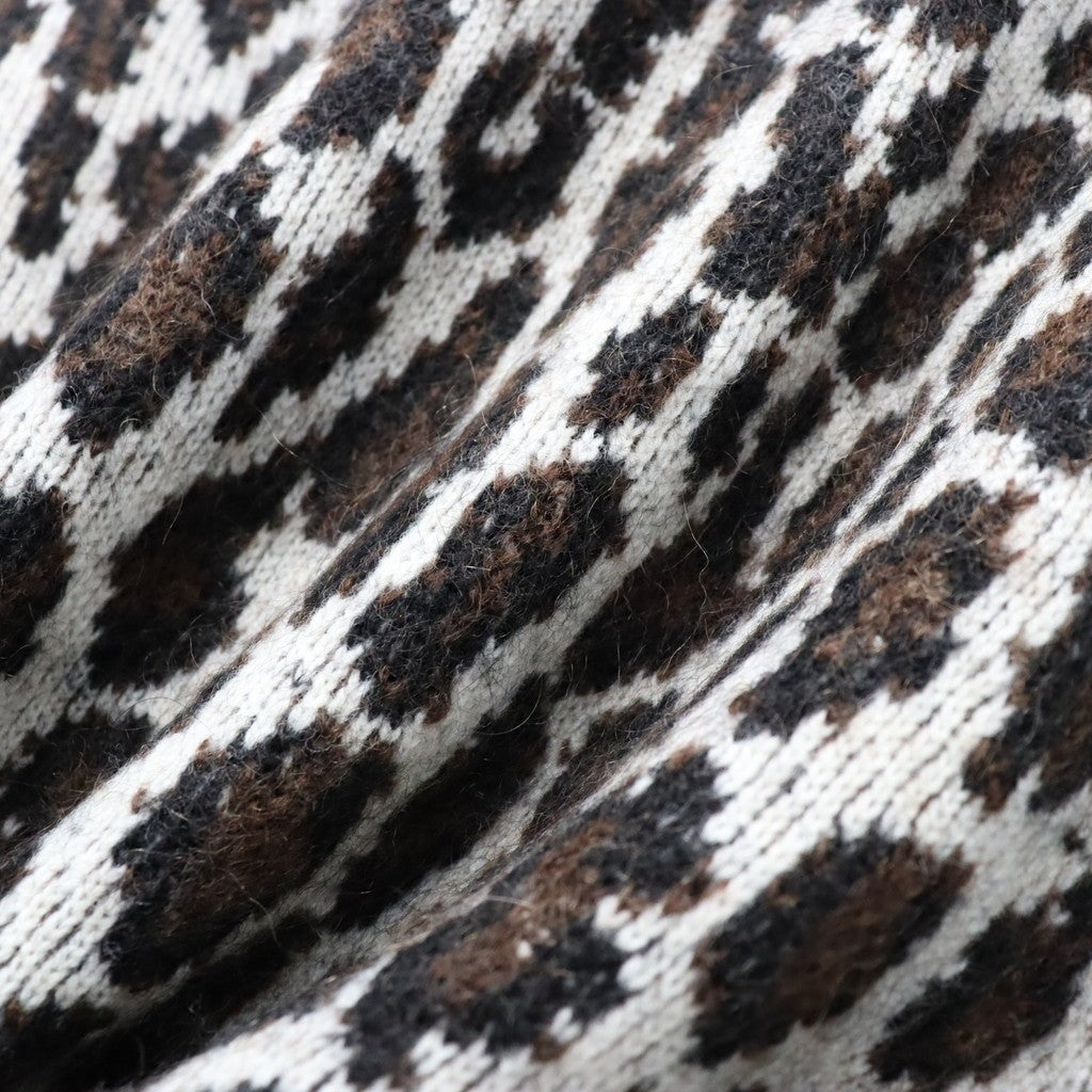 LEOPARD MOHAIR JACQUARD CREW NECK SWEATER #WHITE [26FW-WMK-KN16]