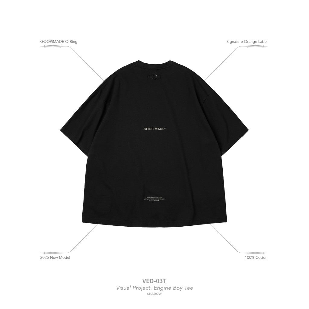 GOOPiMADE☆VED-03T Visual Project. Engine Boy Tシャツ Shadow VED-03T」 Visual Project. Engine Boy Tee #SHADOW [GOOPI-25SS