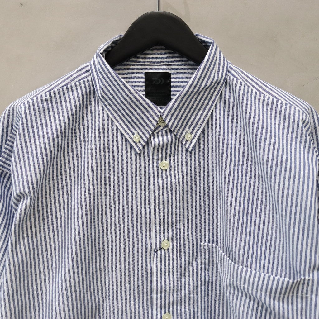 TECH BUTTON DOWN SHIRT L/S STRIPE #NAVY [BE-80024]