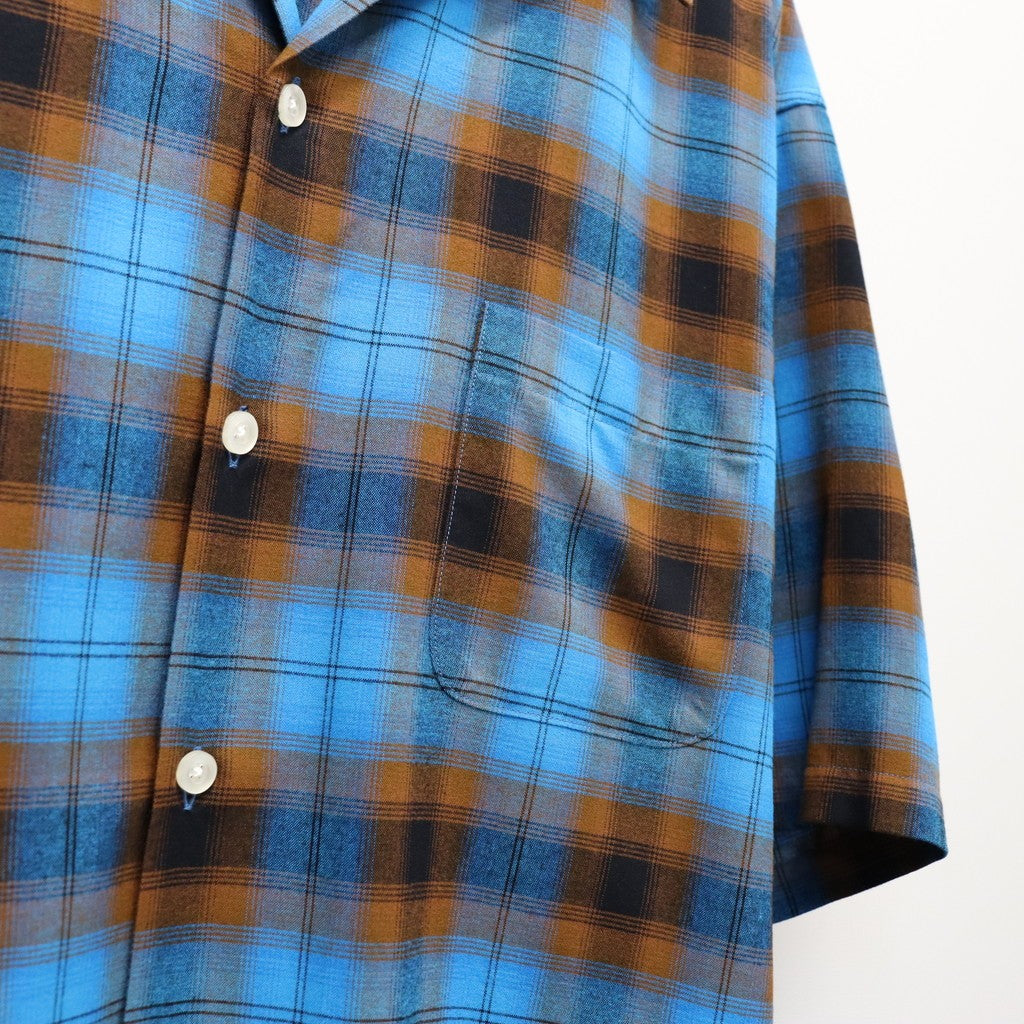 OMBRE CHECK OPEN COLLAR SHIRT S/S ( TYPE-2 ) #BLUE [26SS-WMS-OC10]