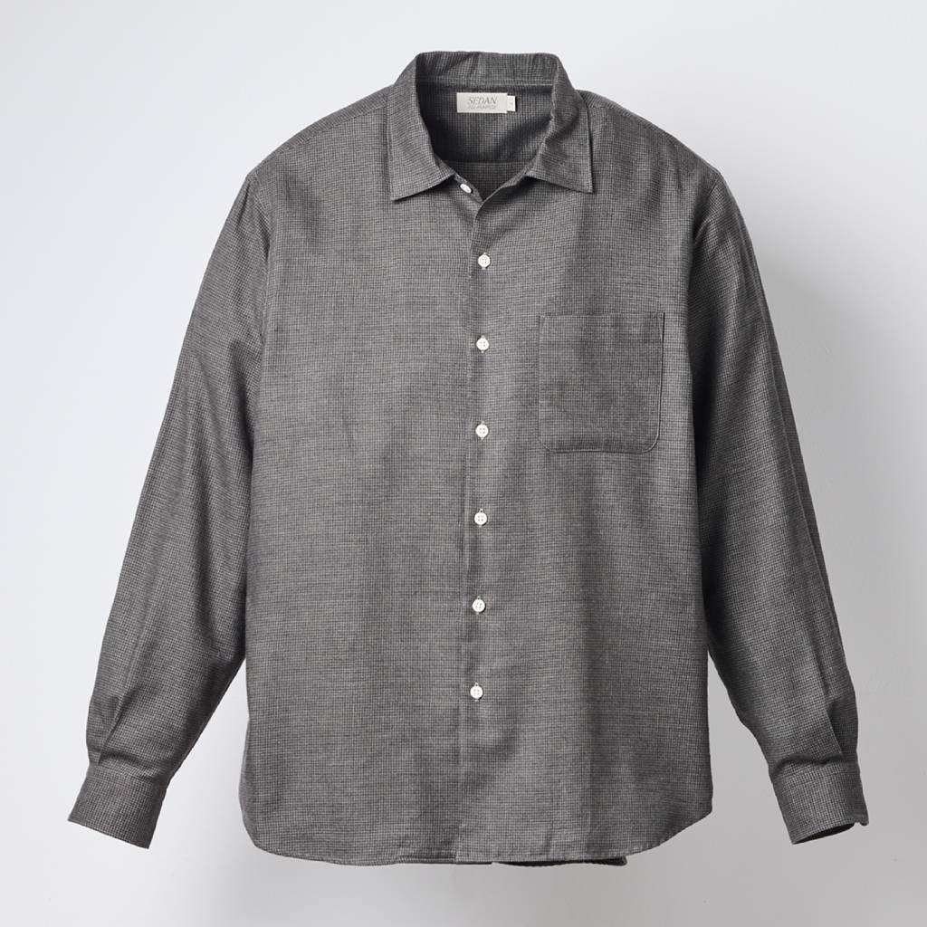 Micro Plaid Open Collar Shirt #Grey [SD26F-SH02]