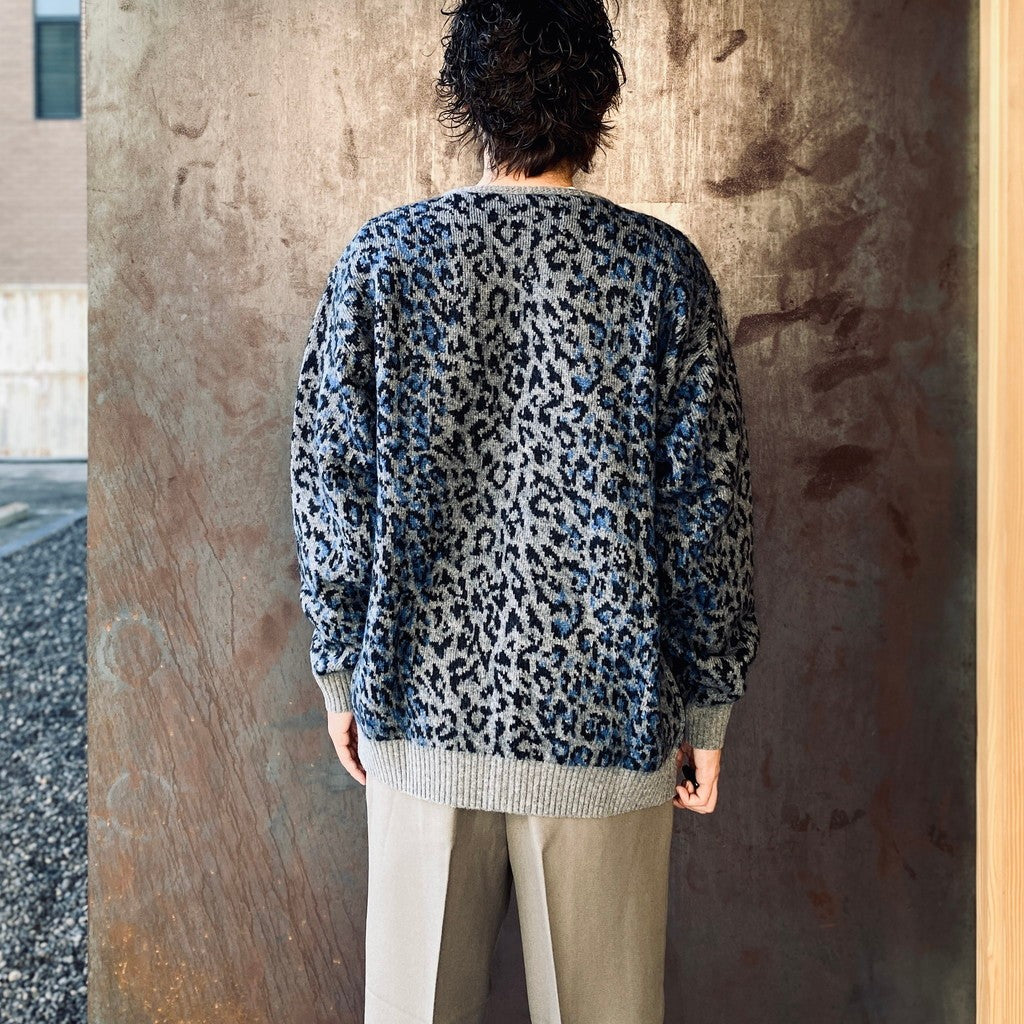 LEOPARD MOHAIR CARDIGAN #GRAY [25FW-WMK-KN08]