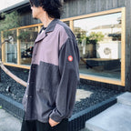 COLOURED COTTON TWILL OPEN SHIRT #CHARCOAL [CES29SH04]