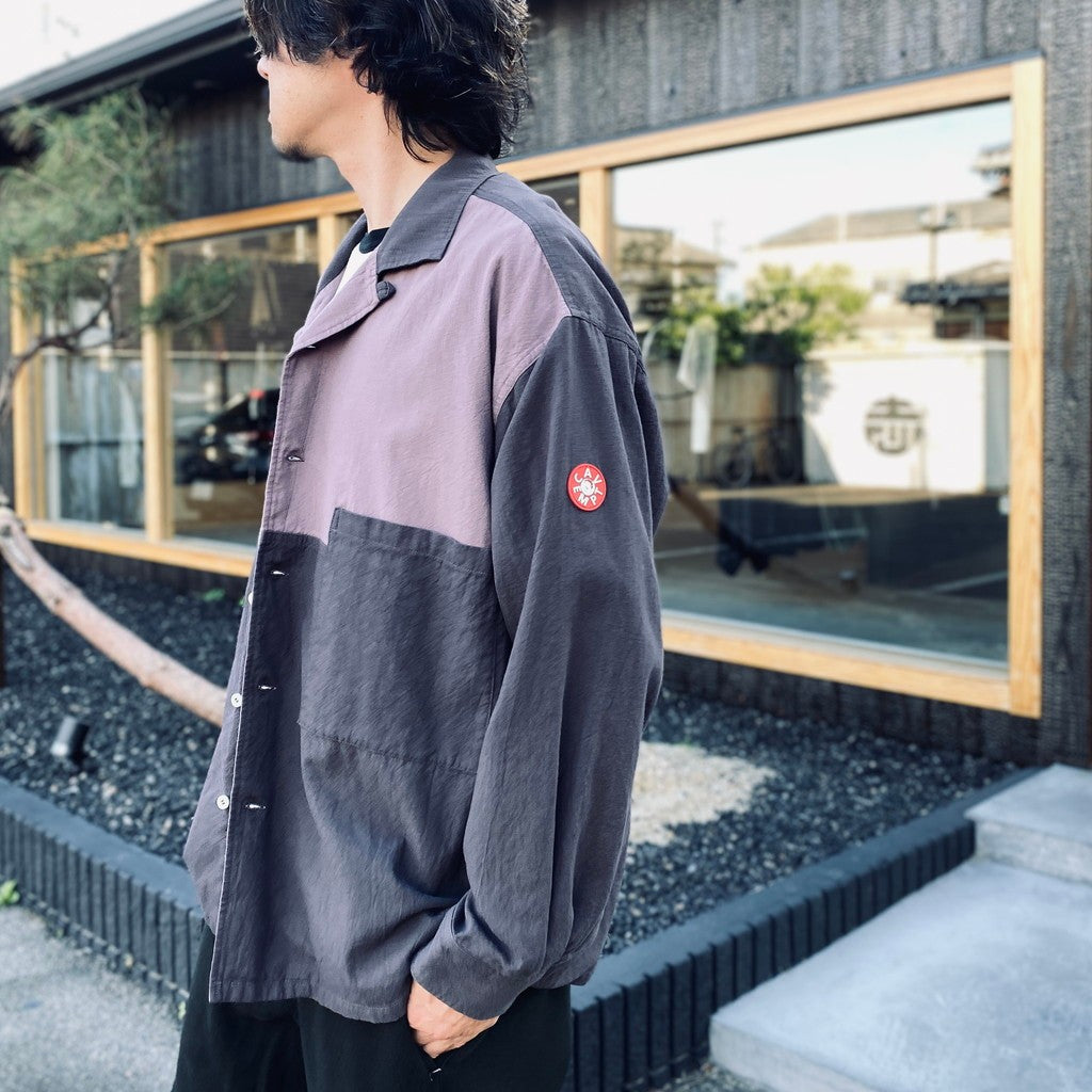 COLOURED COTTON TWILL OPEN SHIRT #CHARCOAL [CES29SH04]
