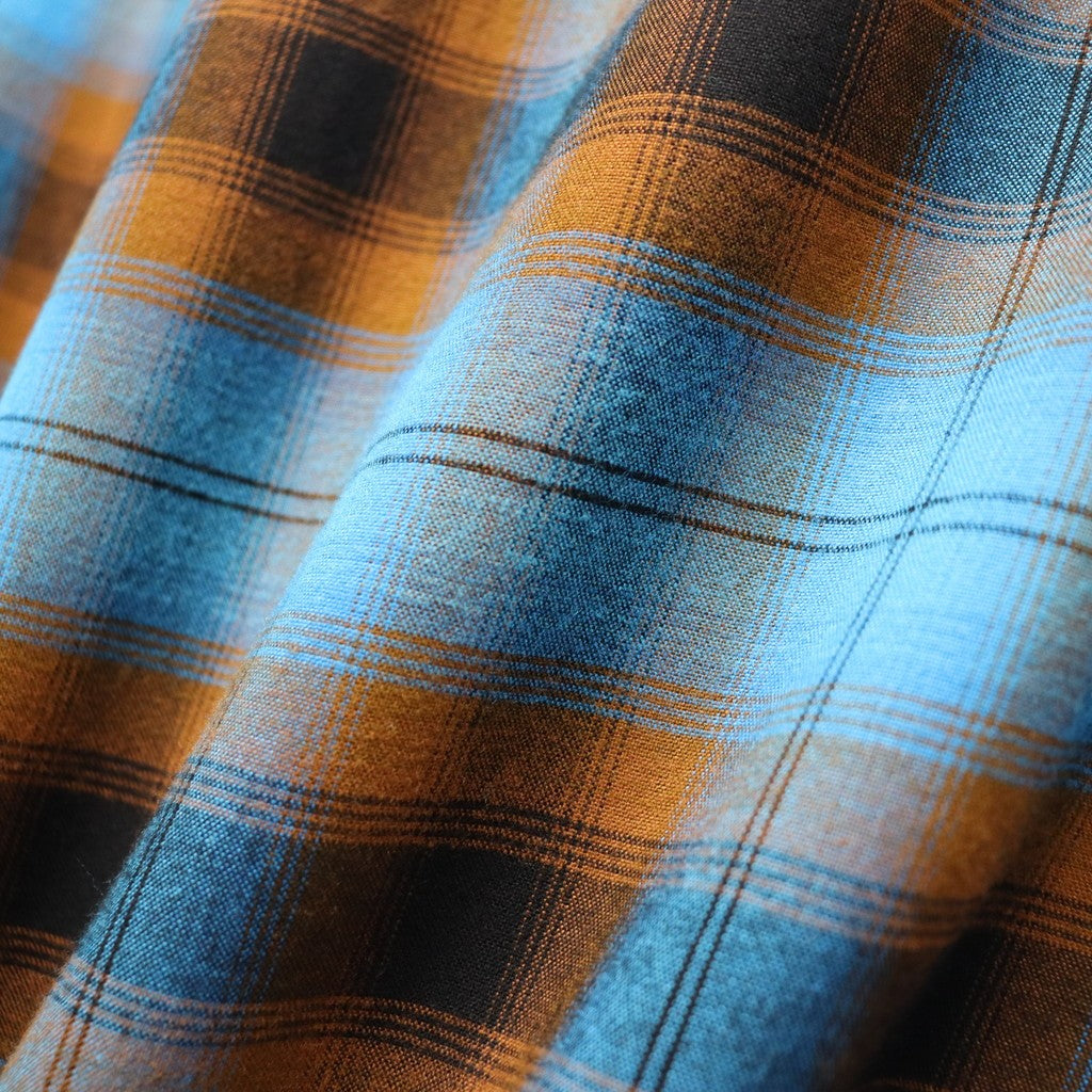 OMBRE CHECK OPEN COLLAR SHIRT S/S ( TYPE-2 ) #BLUE [26SS-WMS-OC10]