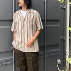 STRIPED OPEN COLLAR SHIRT S/S -TYPE 2- #GRAY [24SS-WMS-OC09]