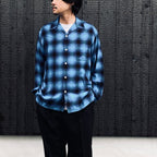 OMBRE CHECK OPEN COLLAR SHIRT L/S ( TYPE-5 ) #BLUE [26FW-WMS-OC08]