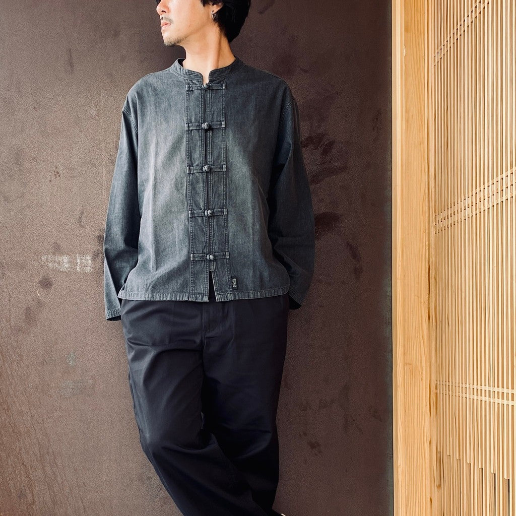 Light Denim Kungfu Shirt #Black [SD26S-SH04]