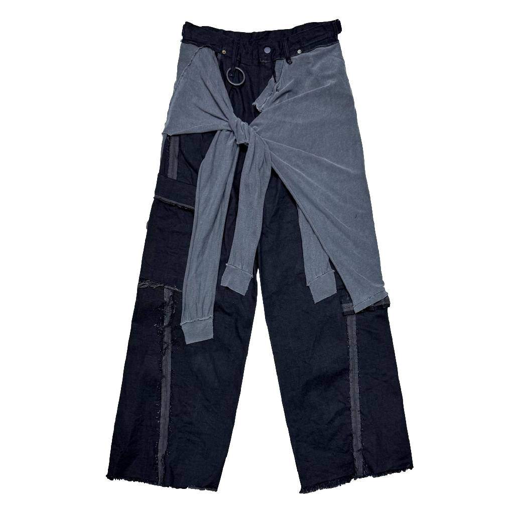 Slash Seam Twist Cargo Jeans With Wrapped (NOIR) #AGED BLACK [M-P2