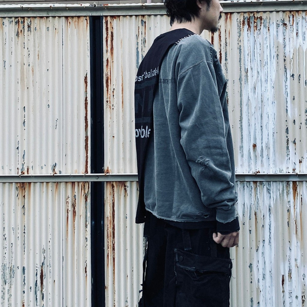 Bootleg Layered Crew Sweat (A MAN'S SHADOW) #AGED BLACK [M-P2-BG3]